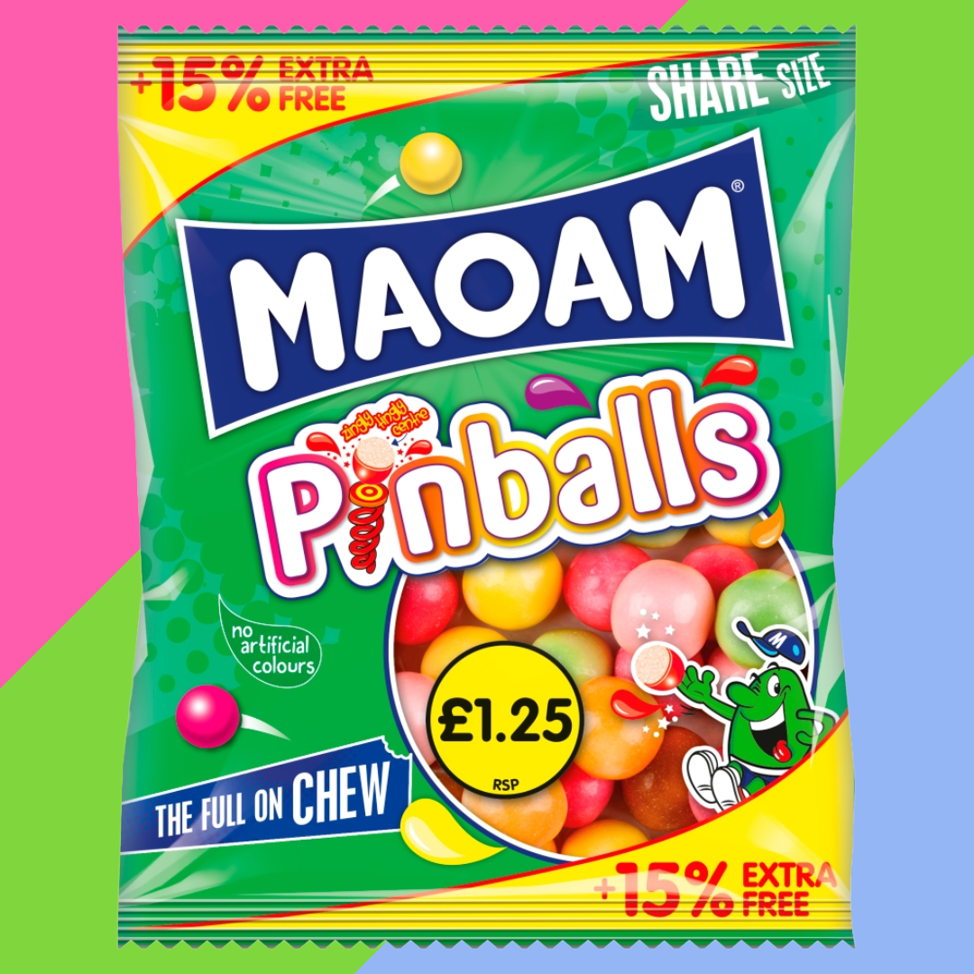 Maoam Pinballs Fruit & Cola Flavour Sharing Bag 14x161g £1.25 PMP + 15% Extra Free