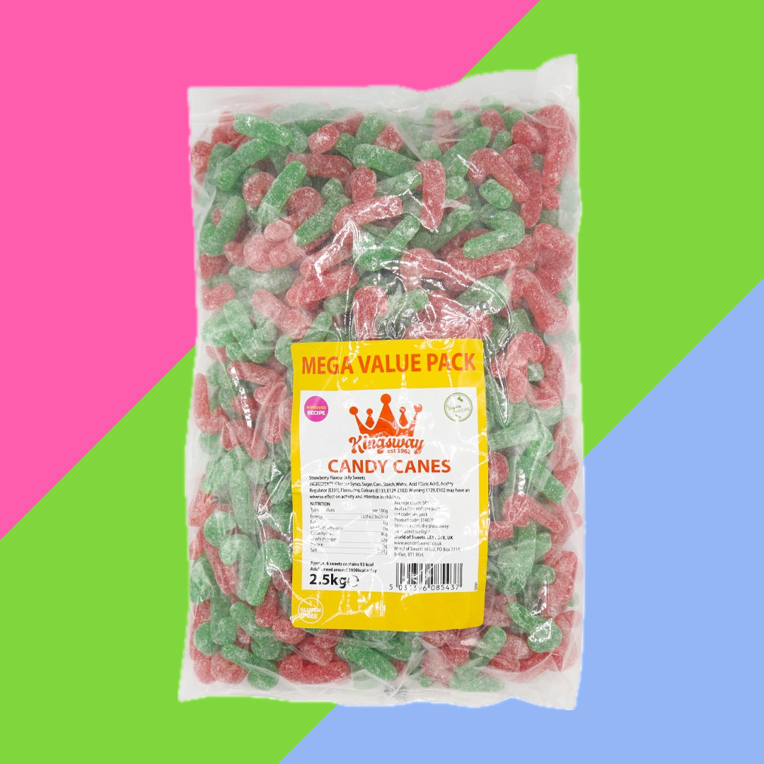 Kingsway Mega Value Vegan Sugared Candy Canes 2.5kg