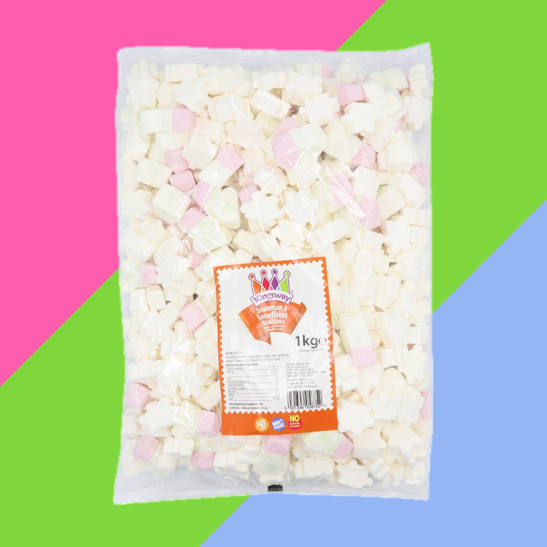 Kingsway Snowman & Snowflakes Christmas Mallows 1kg