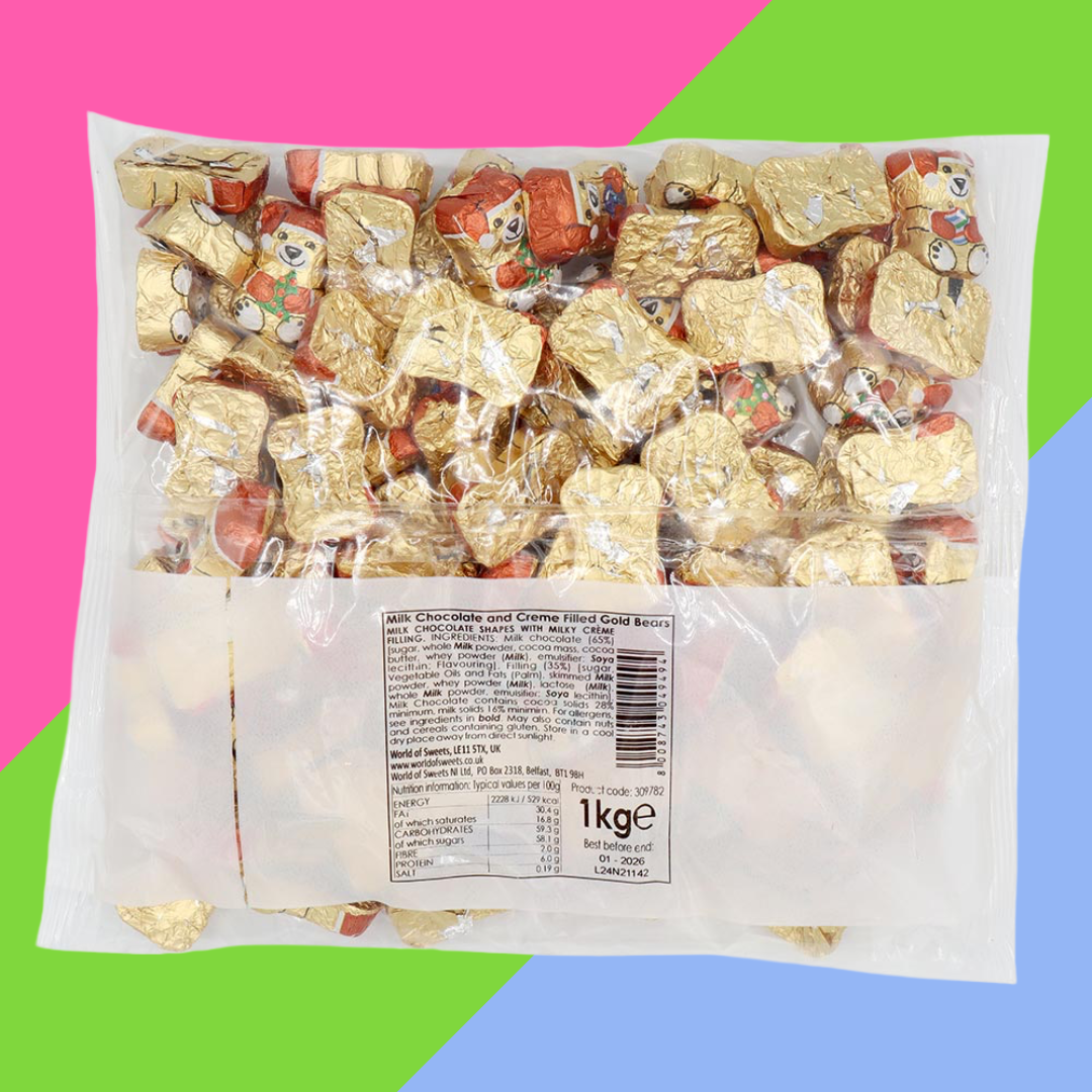 Milk Chocolate Creme Filled Gold Bears Bag 1kg