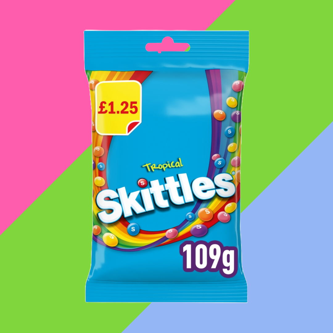 Skittles Vegan Sweets Tropical Fruits Flavoured Treat Bag 14x109g £1.25 PMP