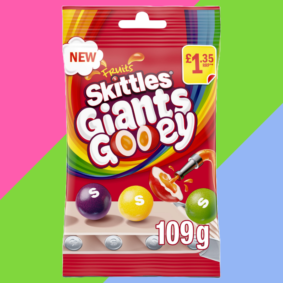 Skittles Giants Gooey Vegan Chewy Sweets Fruit Flavoured Treat Bag 14x109g £1 PMP