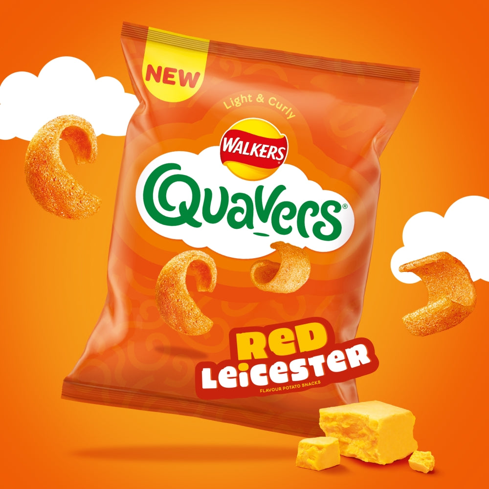 Quavers Red Leicester Cheese Multipack Crisps Snacks 6 Pack 30 x (6 x 16g) Multipacks