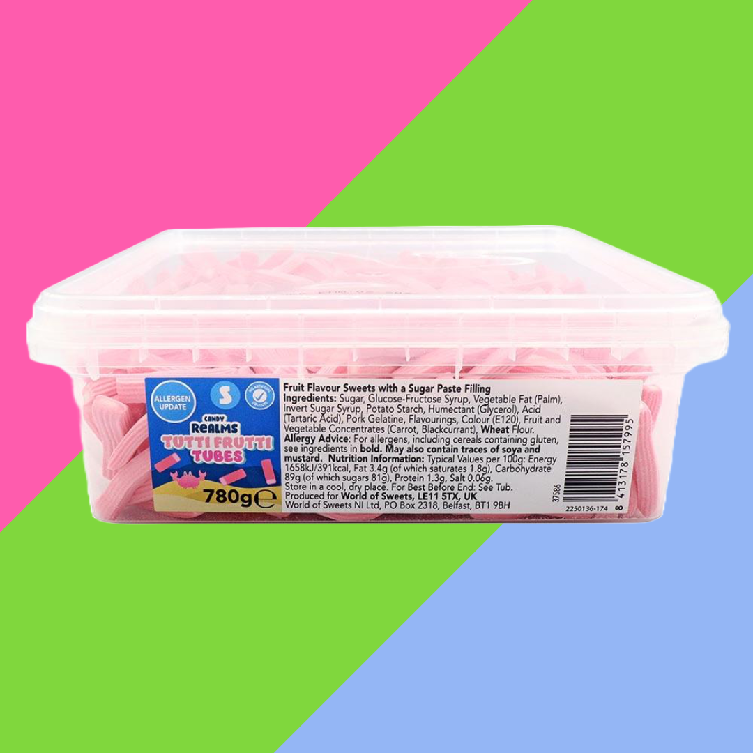 Candy Realms Tutti Frutti Tubes Tub 1x780g Tub