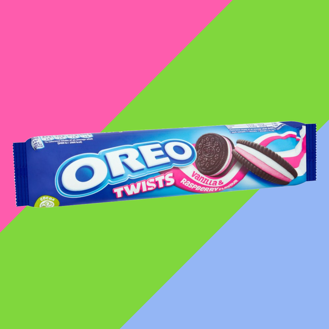 OREO Twist Vanilla & Raspberry Flavour Sandwich Biscuits 16x157g