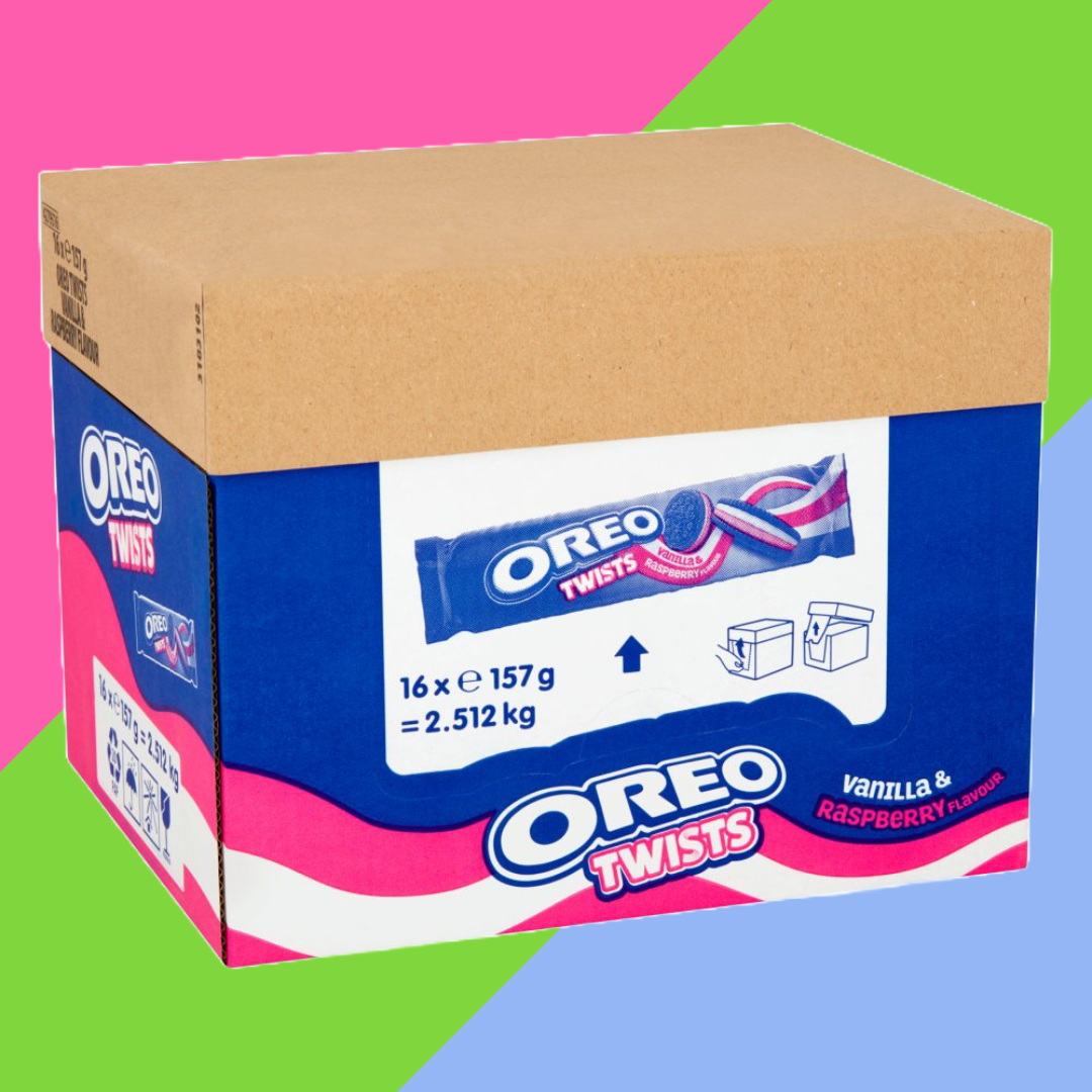 OREO Twist Vanilla & Raspberry Flavour Sandwich Biscuits 16x157g