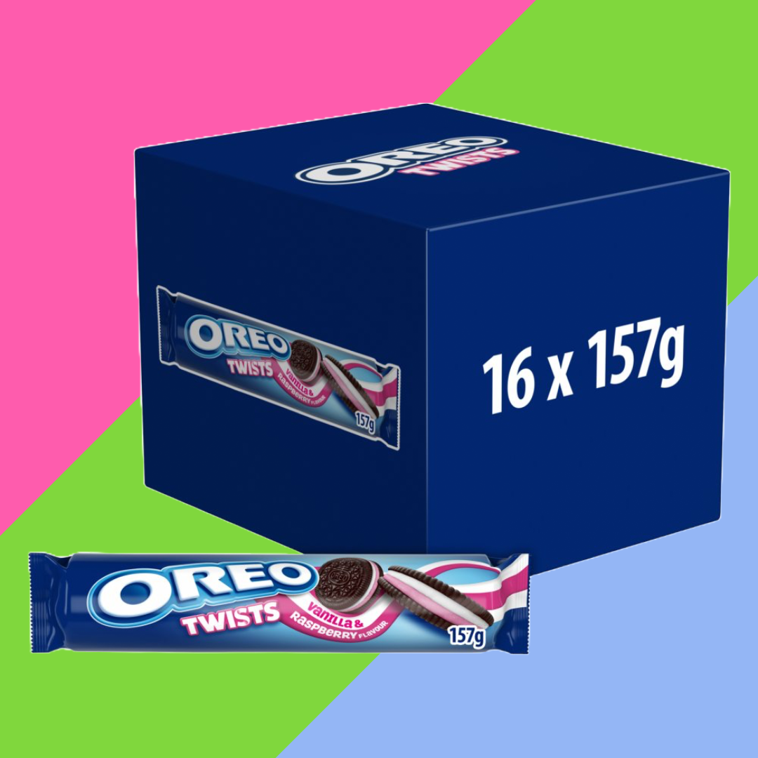 OREO Twist Vanilla & Raspberry Flavour Sandwich Biscuits 16x157g