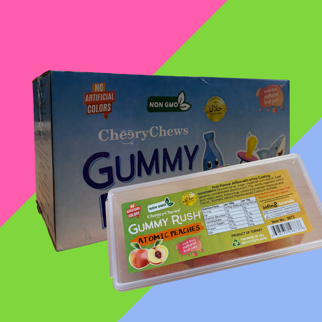 Gummy Rush Halal Candy Tubs 12x200g