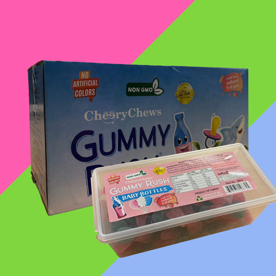 Gummy Rush Halal Candy Tubs 12x200g