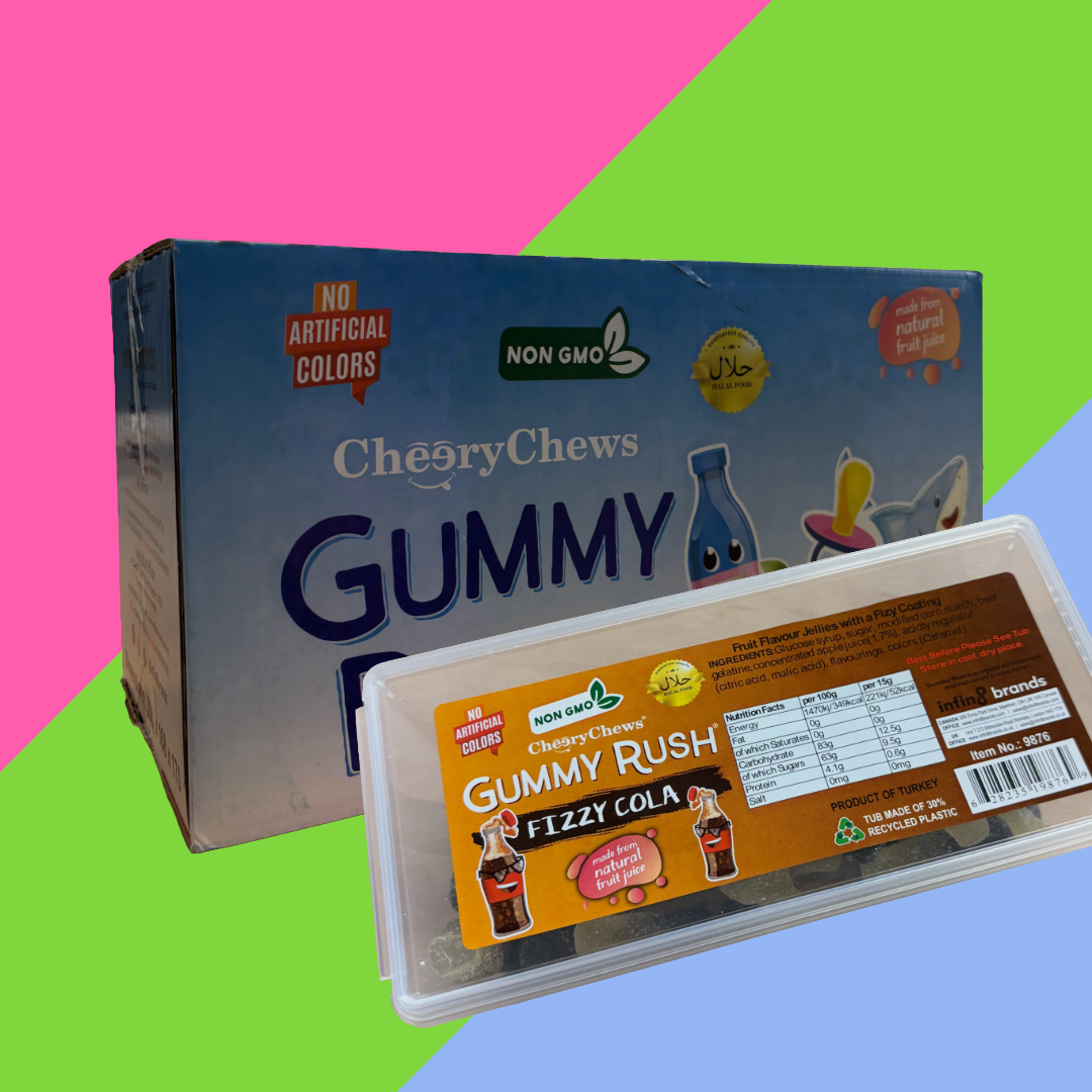 Gummy Rush Halal Candy Tubs 12x200g