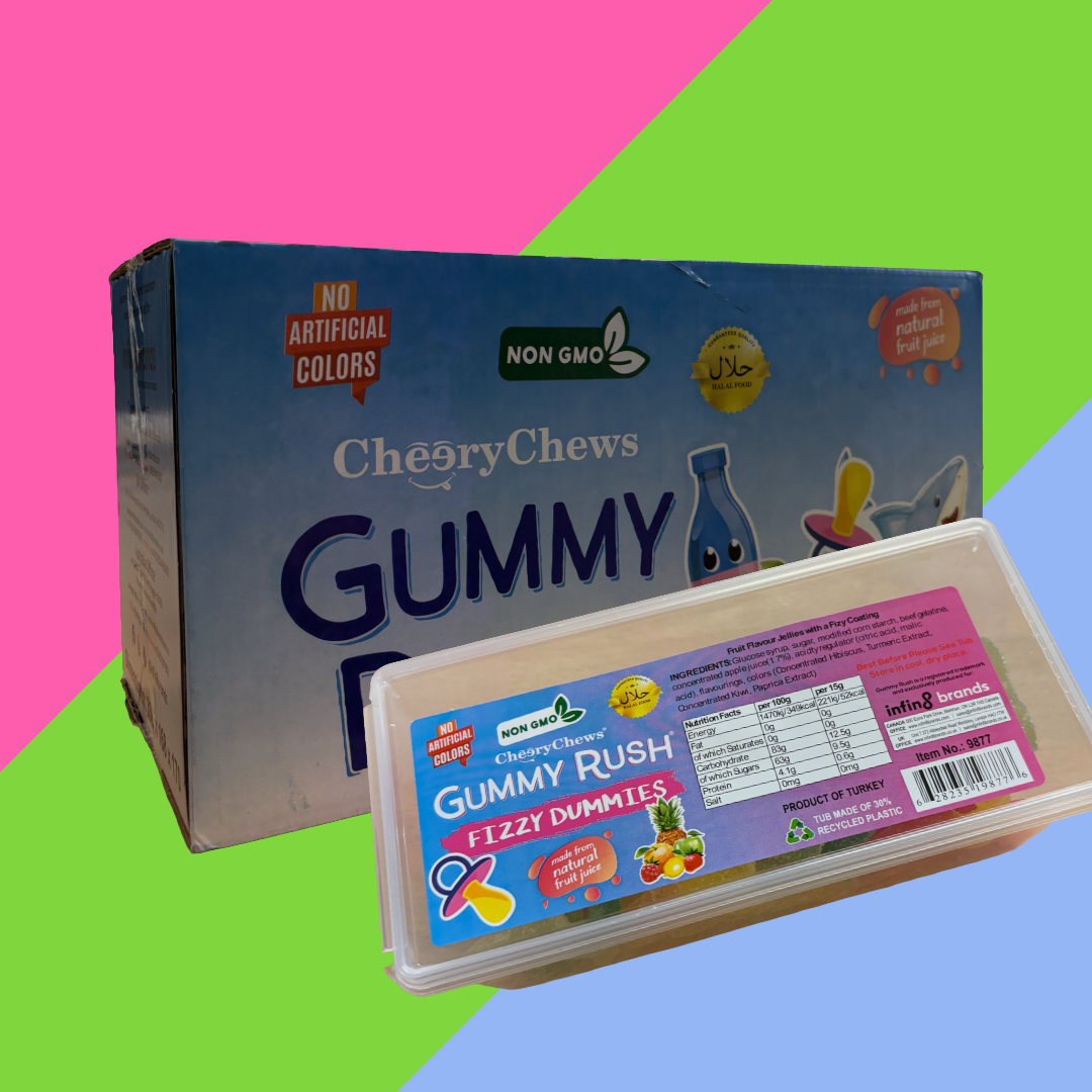 Gummy Rush Halal Candy Tubs 12x200g