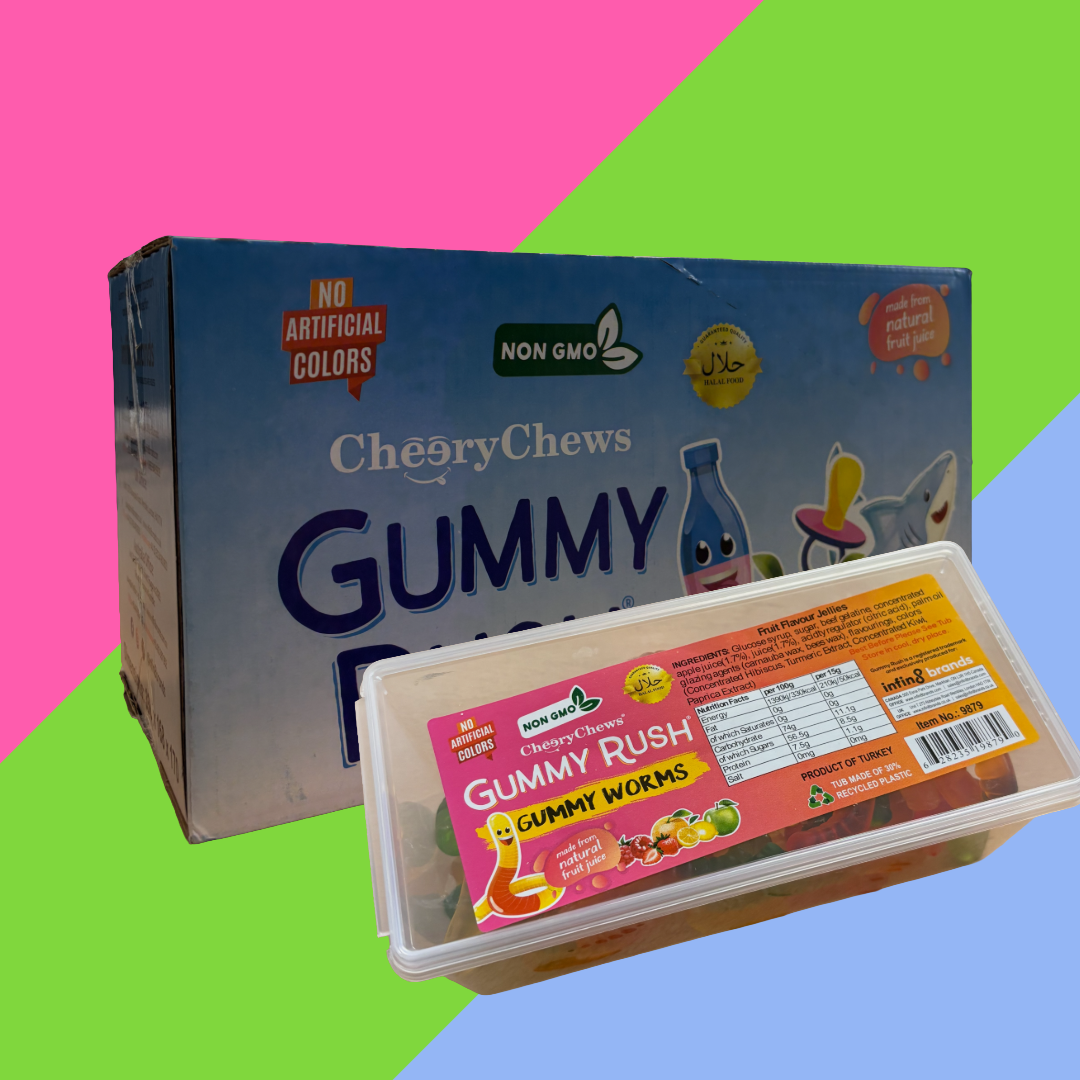 Gummy Rush Halal Candy Tubs 12x200g