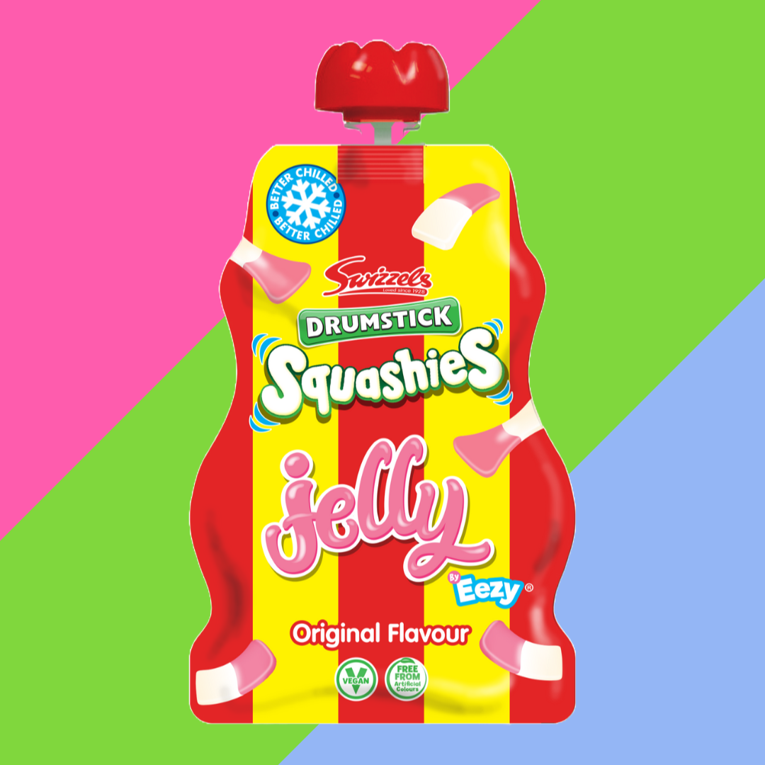 Swizzels Drumsticks Squashies Original Raspberry & Milk Jelly Pouch 12x80g Pouches