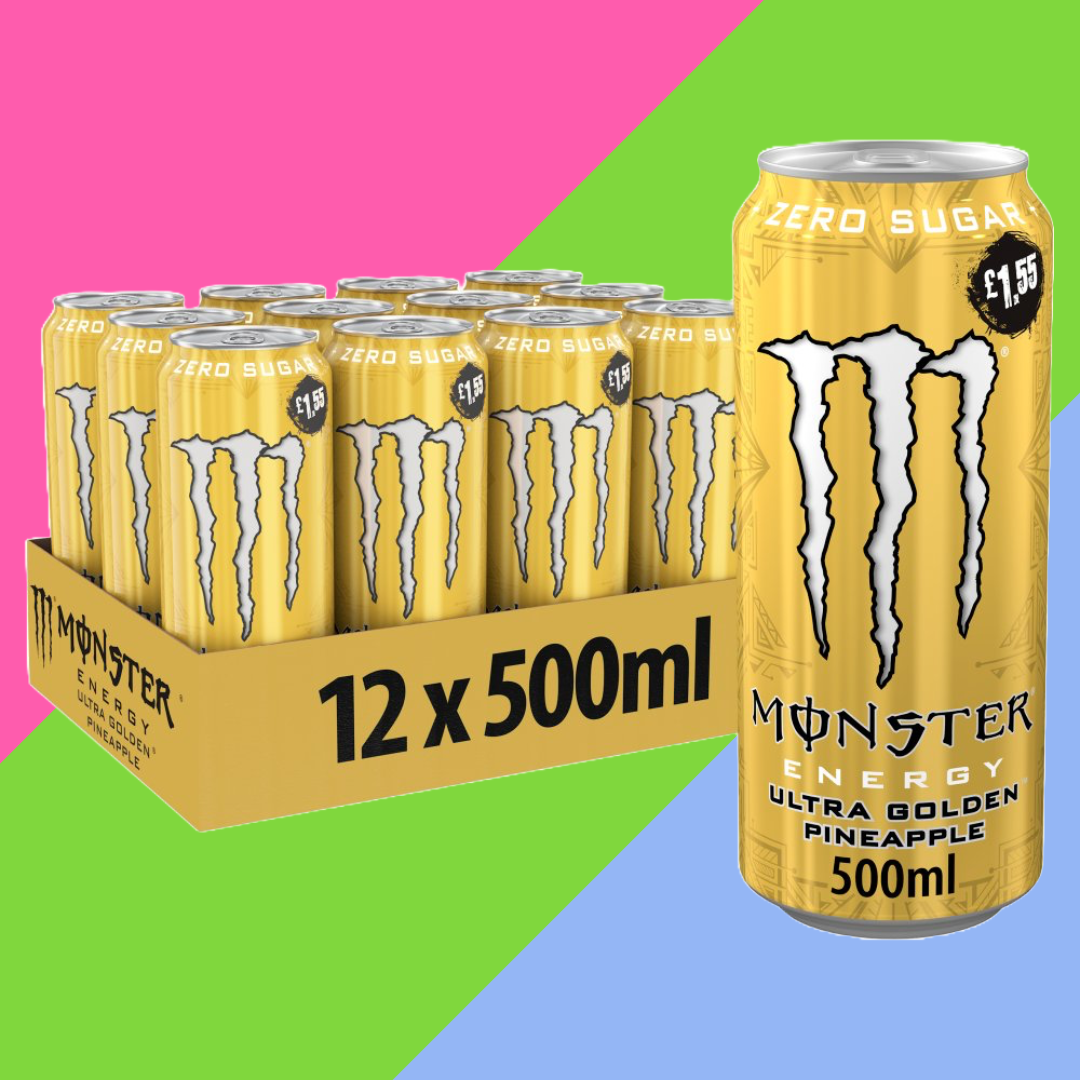 Monster Energy Drink Ultra Golden Pineapple Zero Sugar 12 x 500ml PMP £1.55