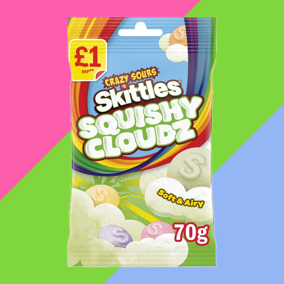 Skittles Squishy Cloudz Sour Sweets Fruit Flavoured Sweets Treat Bag £1 PMP 14x70g