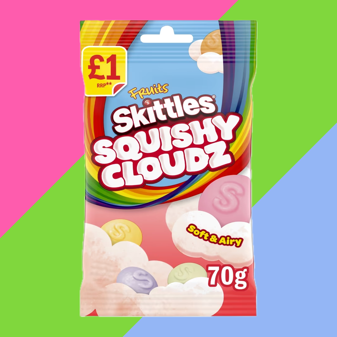 Skittles Squishy Cloudz Chewy Sweets Fruit Flavoured Sweets Treat Bag £1 PMP 14x70g