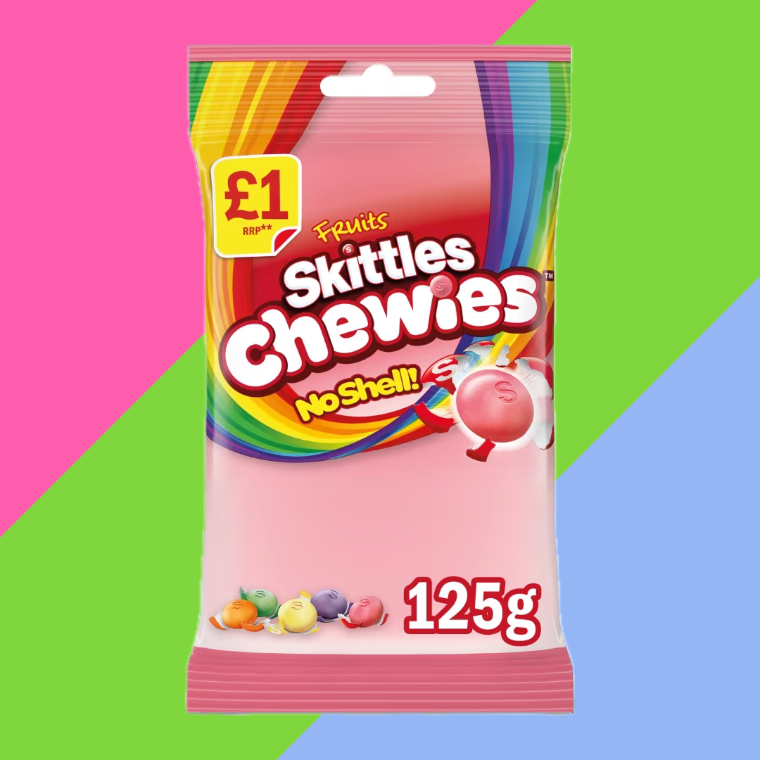 Skittles Chewies Vegan Sweets Fruit Flavoured Treat Bag 12x125g £1 PMP
