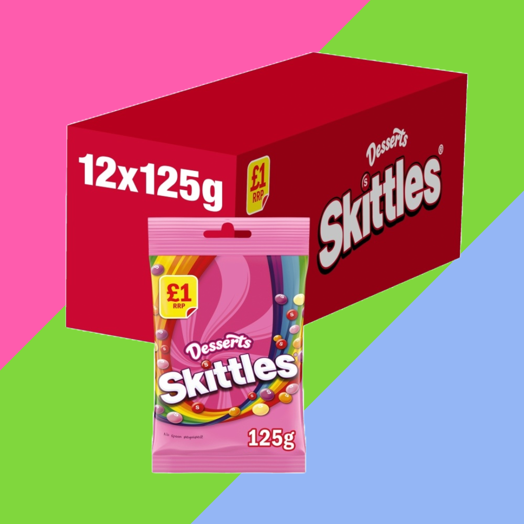 Skittles Vegan Sweets Dessert Flavoured Treat Bag 12x25g £1 PMP