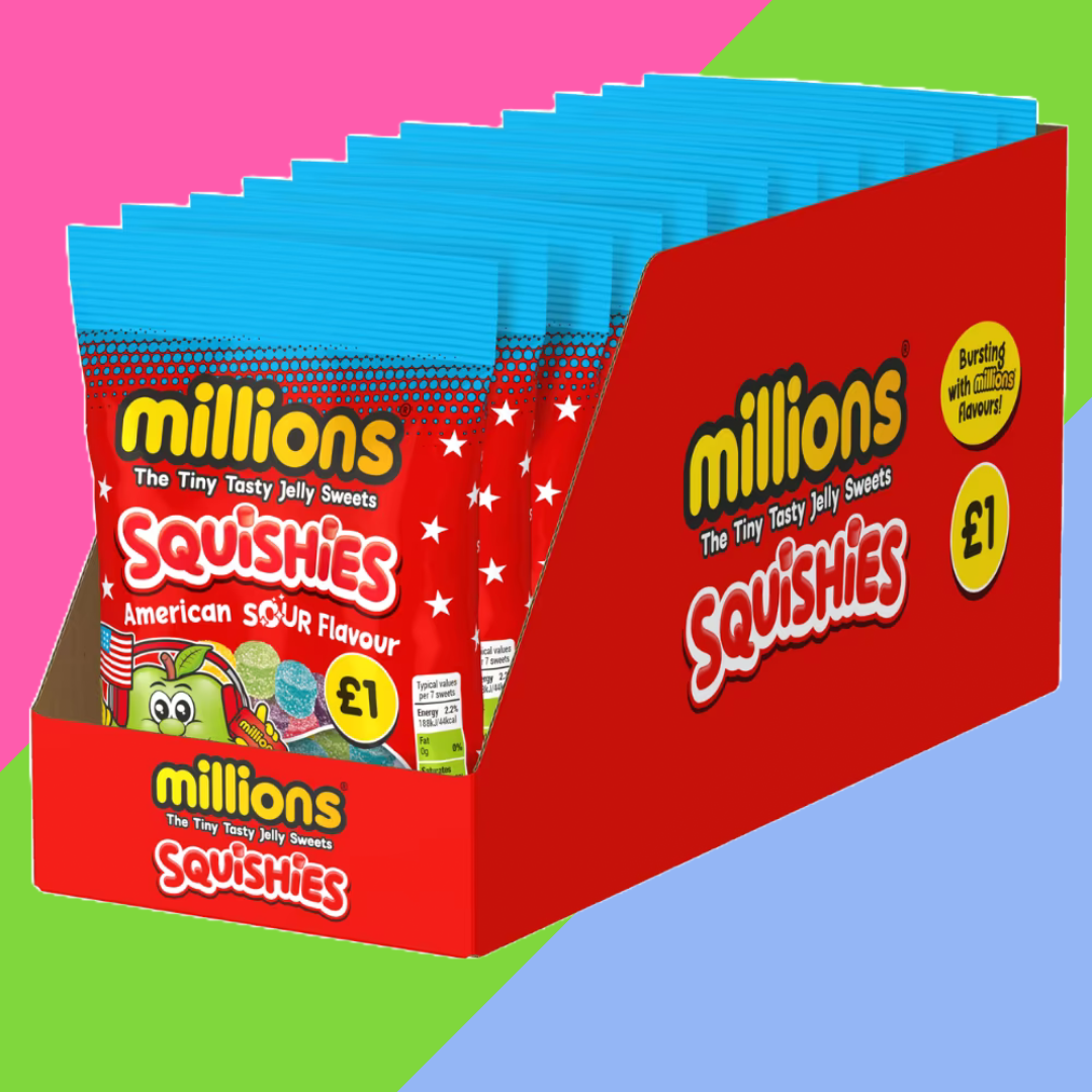 Millions Squishies American Sour Bag 12x100g £1 PMP