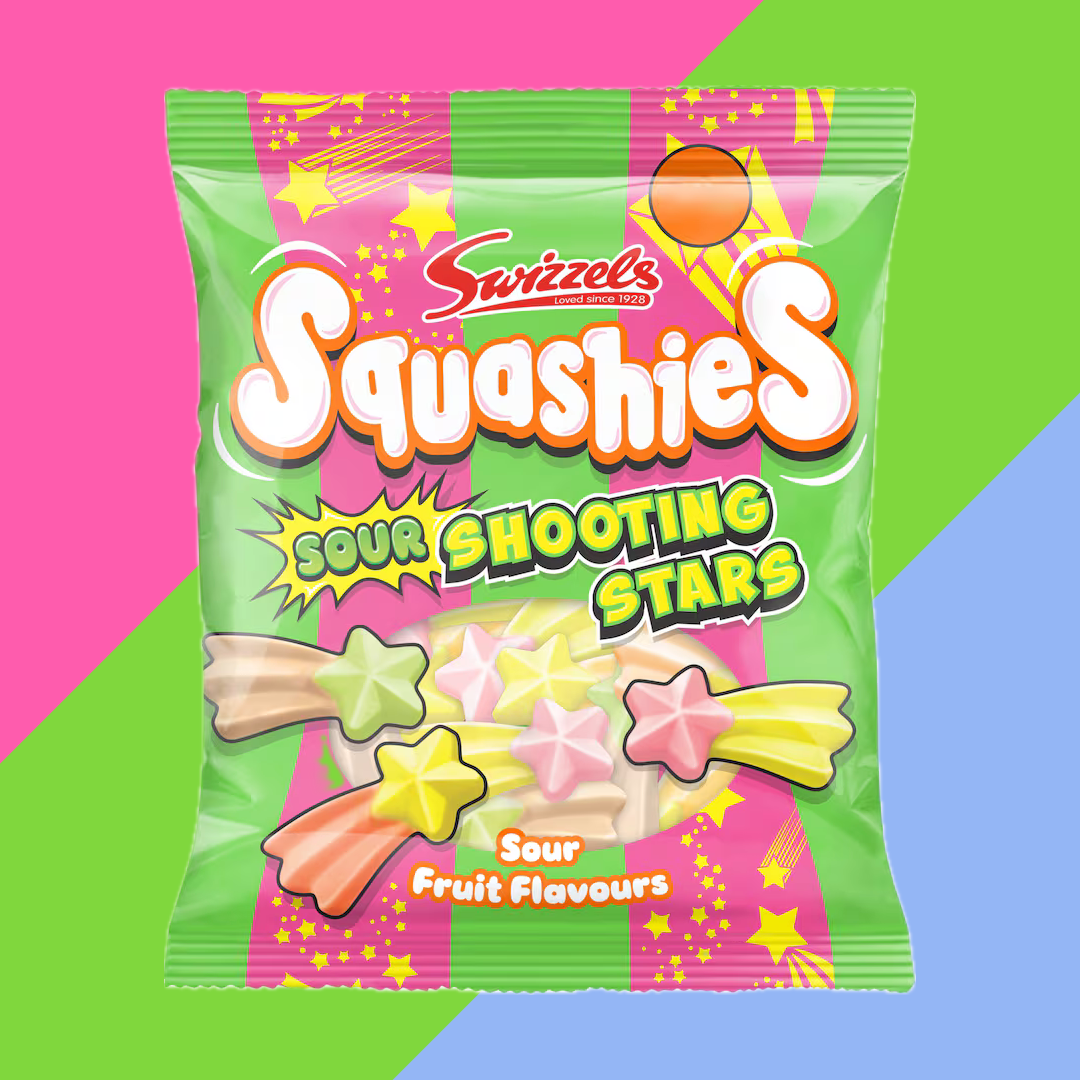 NEW Swizzels Squashies Sour Shooting Stars Bag 12x100g