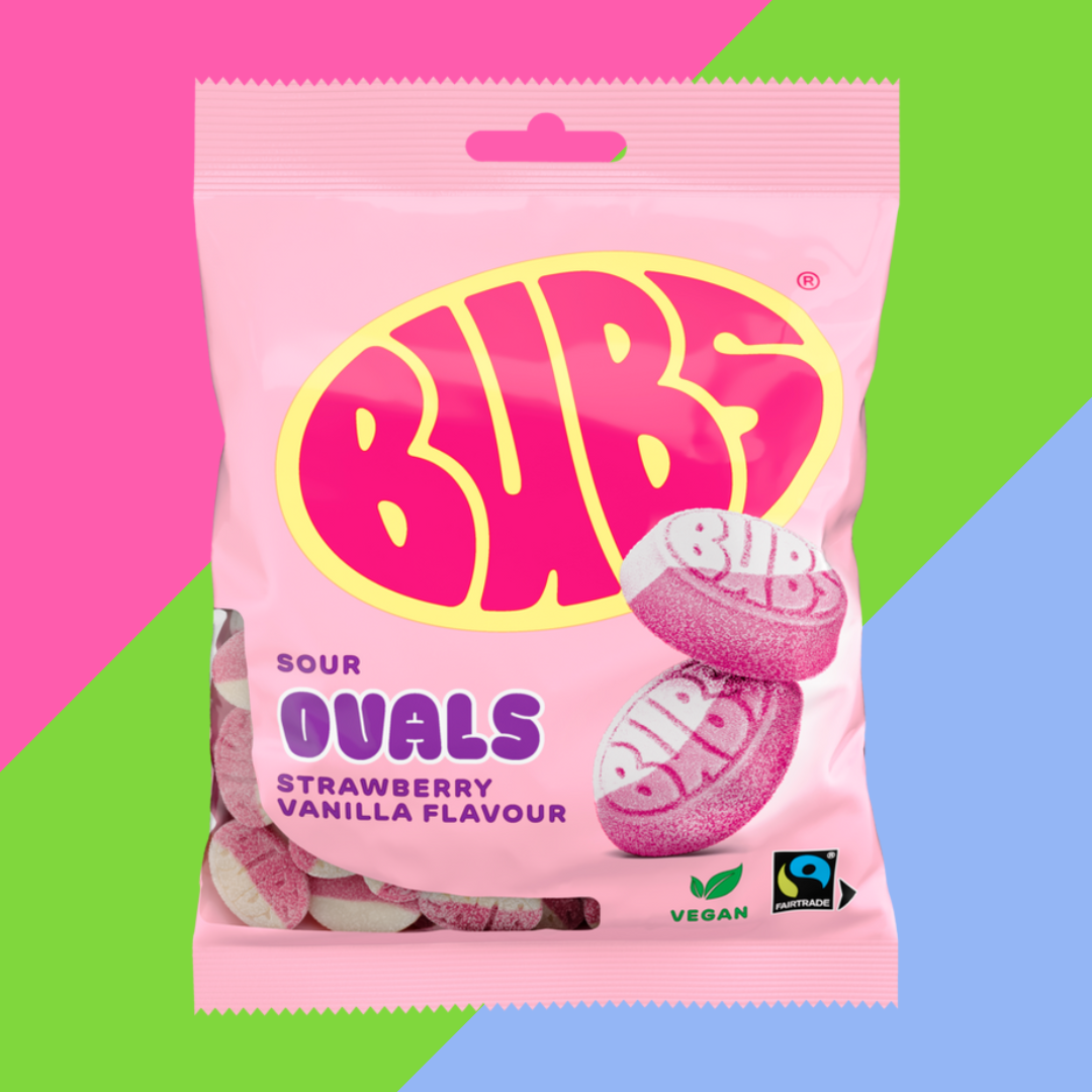 Bubs Strawberry and Vanilla Sour Foam Ovals 12x90g Bags