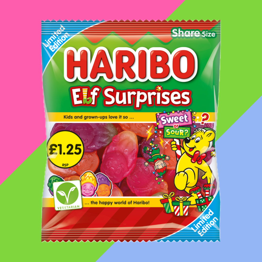 Haribo Elf Surprises Christmas Sweet & Sour Fruit Flavour Sweets Sharing Bag 12x140g £1.25 PMP