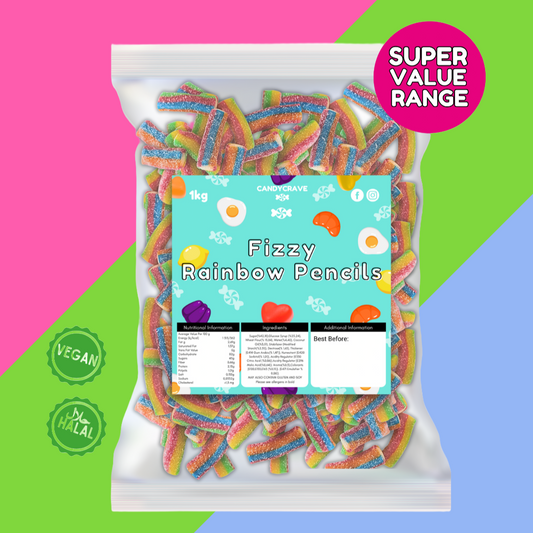 1kg Candycrave Super Value Fizzy Rainbow Pencils