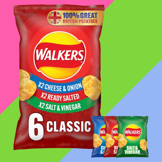 Walkers Classic Variety Crisps 6 Pack Multipack 18 x (6 x 25g)