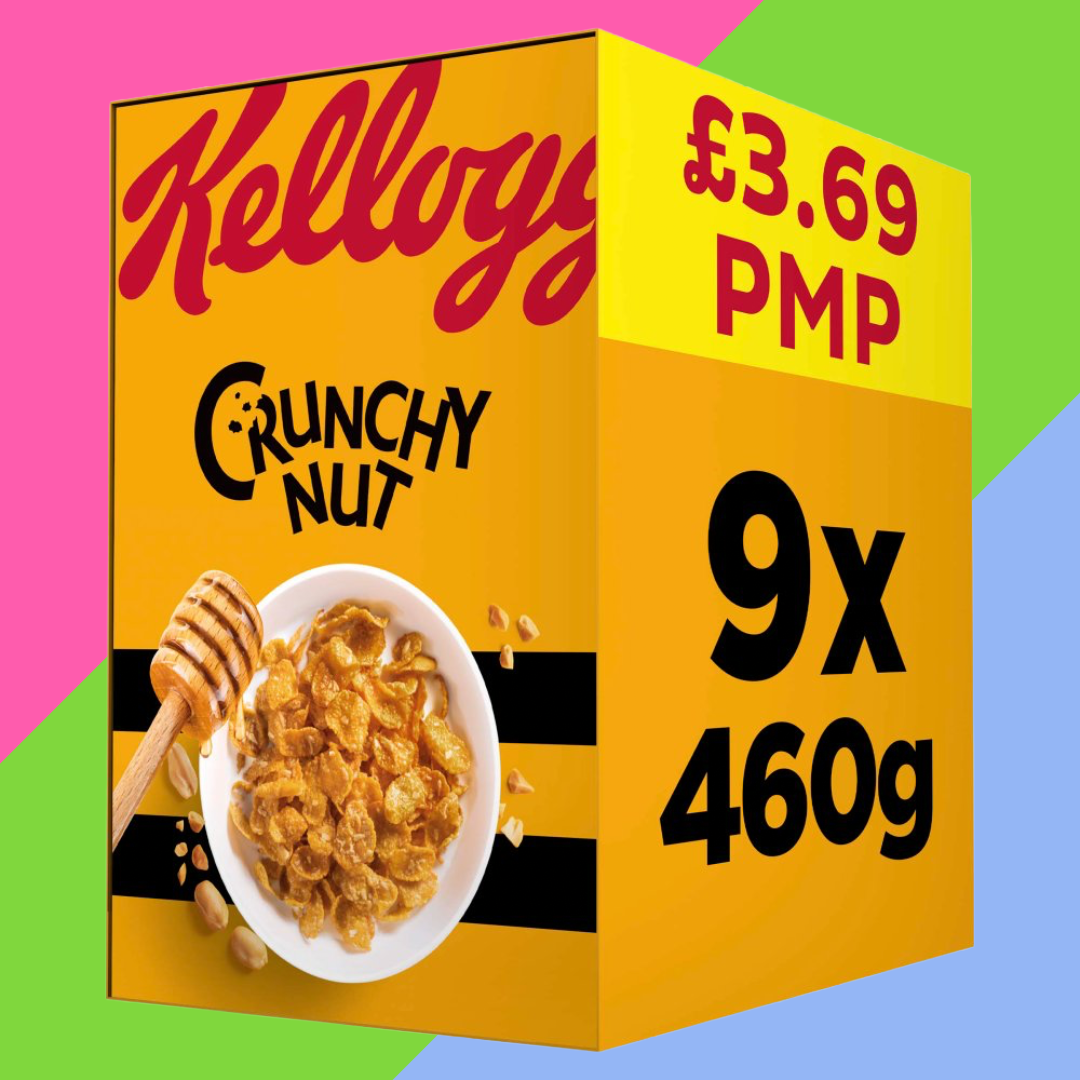 Kellogg's Crunchy Nut Breakfast Cereal 9x460g Boxes