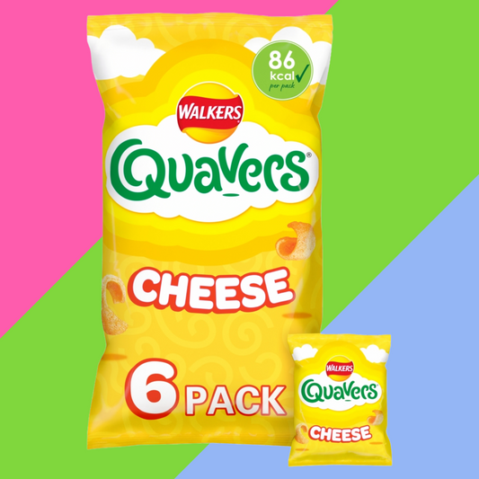 Walkers Quavers Cheese Snacks Crisps 6 Pack 30 x (6 x 16g)