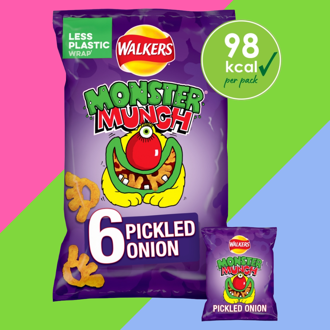 Walkers Monster Munch Pickled Onion Snacks 6 Pack 18 x (6 x 22g)