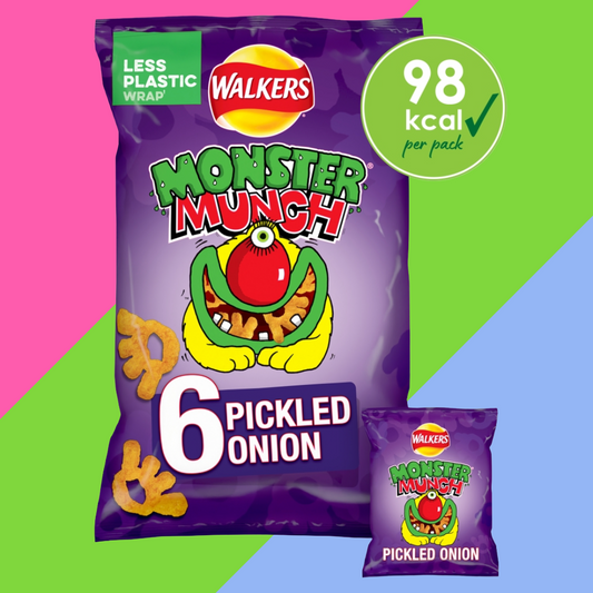Walkers Monster Munch Pickled Onion Snacks 6 Pack 18 x (6 x 22g)
