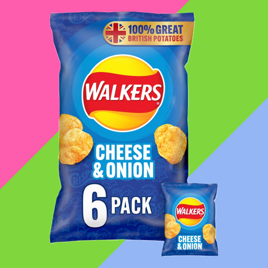 Walkers Cheese & Onion Crisps 6 Pack 18x25g Multipacks