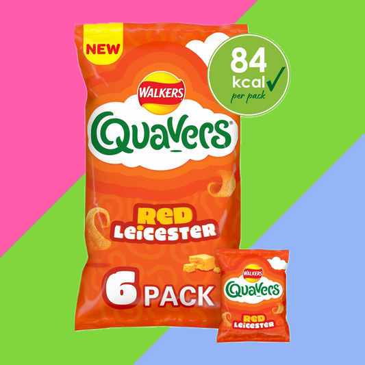 Quavers Red Leicester Cheese Multipack Crisps Snacks 6 Pack 30 x (6 x 16g) Multipacks