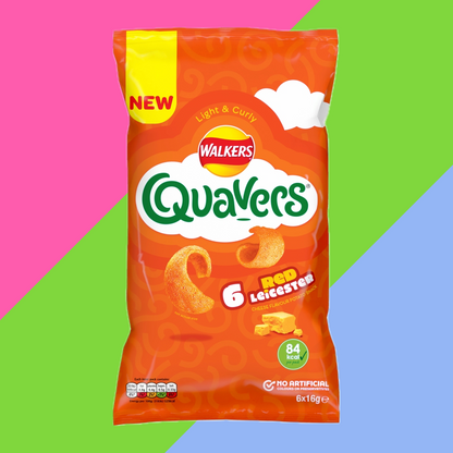 Quavers Red Leicester Cheese Multipack Crisps Snacks 6 Pack 30 x (6 x 16g) Multipacks