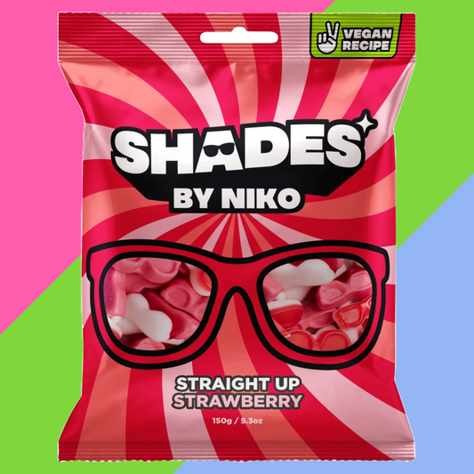 Shades by Niko Straight Up Strawberry Flavour Sweets Bag 20x150g