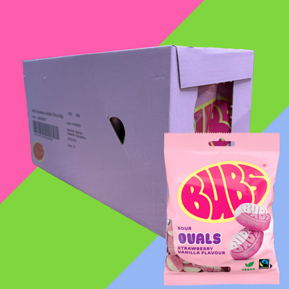 Bubs Strawberry and Vanilla Sour Foam Ovals 12x90g Bags