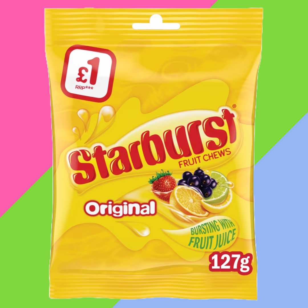 Starburst Vegan Chewy Sweets Fruit Flavoured Pouch Bag 12x127g £1 PMP