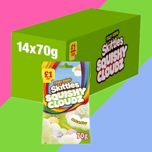 Skittles Squishy Cloudz Sour Sweets Fruit Flavoured Sweets Treat Bag £1 PMP 14x70g