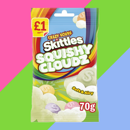 Skittles Squishy Cloudz Sour Sweets Fruit Flavoured Sweets Treat Bag £1 PMP 14x70g