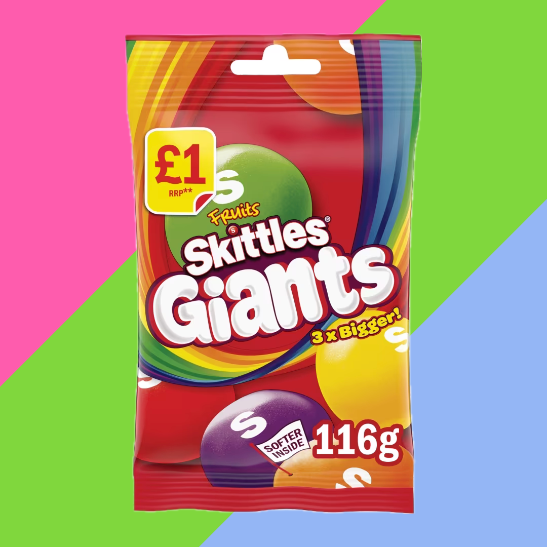 Skittles Giants Vegan Chewy Sweets Fruit Flavoured Treat Bag £1 PMP 14x116g