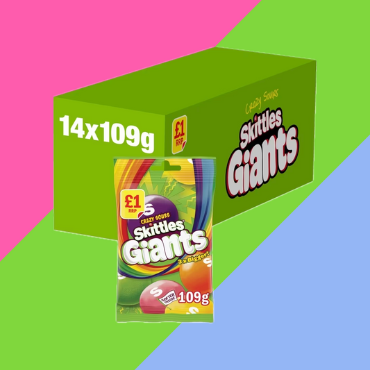 Skittles Giants Sour Vegan Chewy Sweets £1 PMP 14x116g