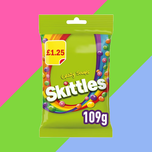 Skittles Vegan Chewy Crazy Sour Sweets Fruit Flavoured Treat Bag £1.25 PMP 14x109g