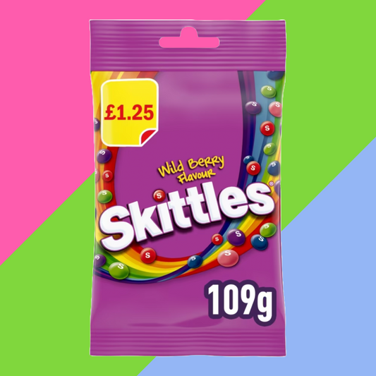 Skittles Vegan Chewy Sweets Wild Berry Fruit Flavoured Treat Bag £1.25 PMP 14x109g