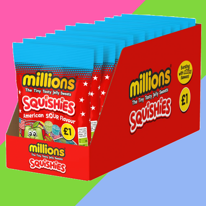 Millions Squishies American Sour Bag 12x100g £1 PMP