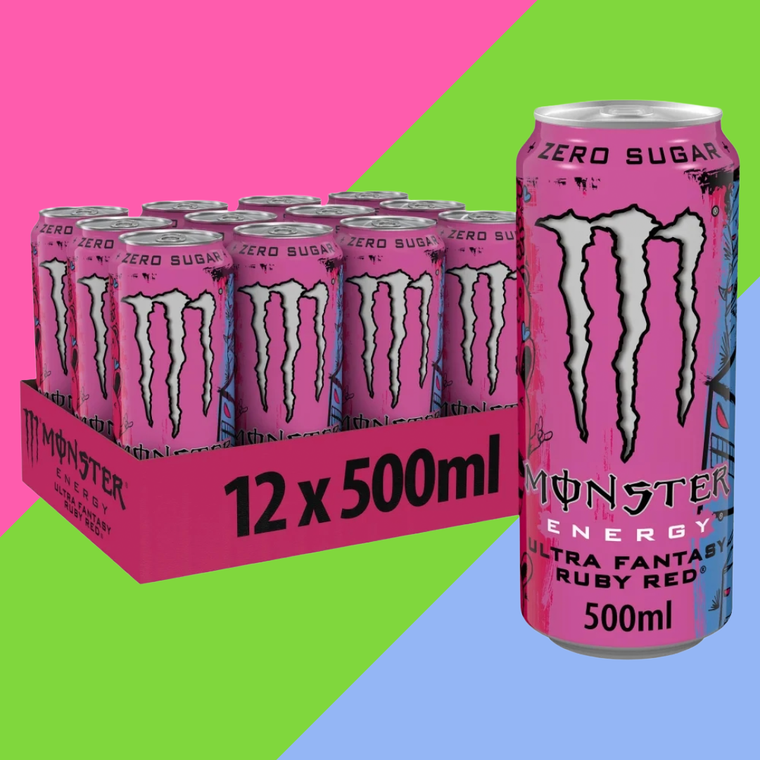 Monster Energy Drink Ultra Fantasy Ruby Red Zero Sugar 12x500ml PM £1.65