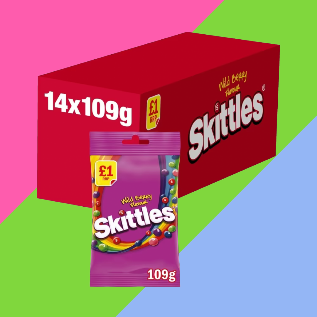 Skittles Vegan Chewy Sweets Wild Berry Fruit Flavoured Treat Bag £1 PMP 14x109g