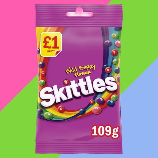 Skittles Vegan Chewy Sweets Wild Berry Fruit Flavoured Treat Bag £1 PMP 14x109g